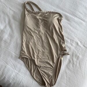 Summersalt One Shoulder Braided One Piece Swimsuit Taupe Tan Womens 10